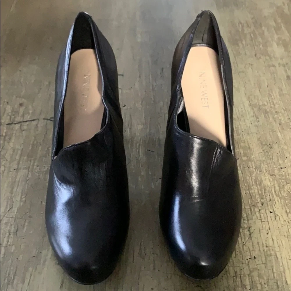 Nine WEST Verena Black Leather Heels